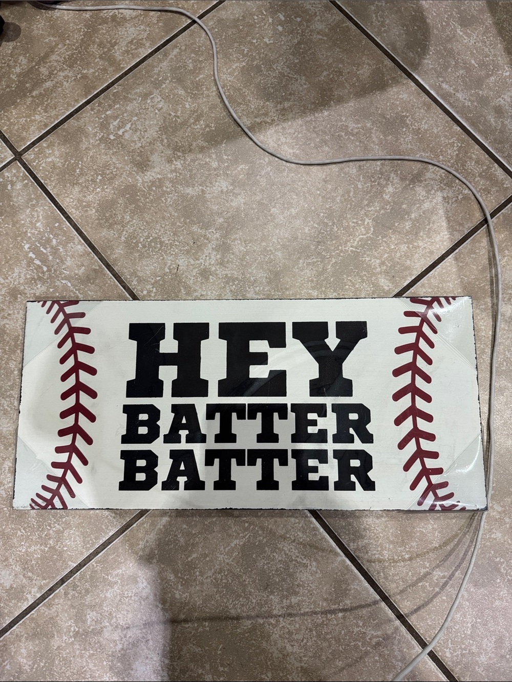 Hobby Lobby Baseball Wall Sign - White, Black, Red